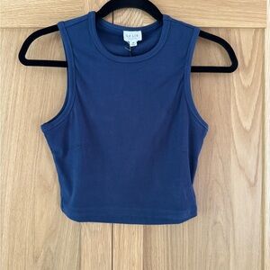 Le Lis Navy Ribbed Tank Top